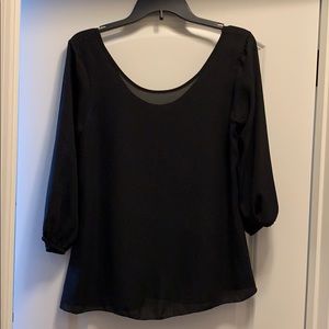 Pretty black bow back top Size M